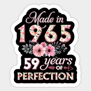 T4511965 Made in 1965 59 Years of Perfection Floral Parttern 59th Birthday for Women Sticker